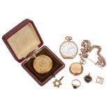 A 9ct signet ring, pocket watches and others