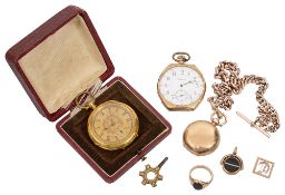 A 9ct signet ring, pocket watches and others