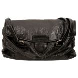 A Prada black leather flap shoulder bag