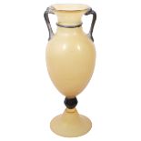 A Murano Scavo style art glass two handled pedestal vase