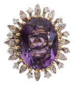 An amethyst and diamond-set cluster ring