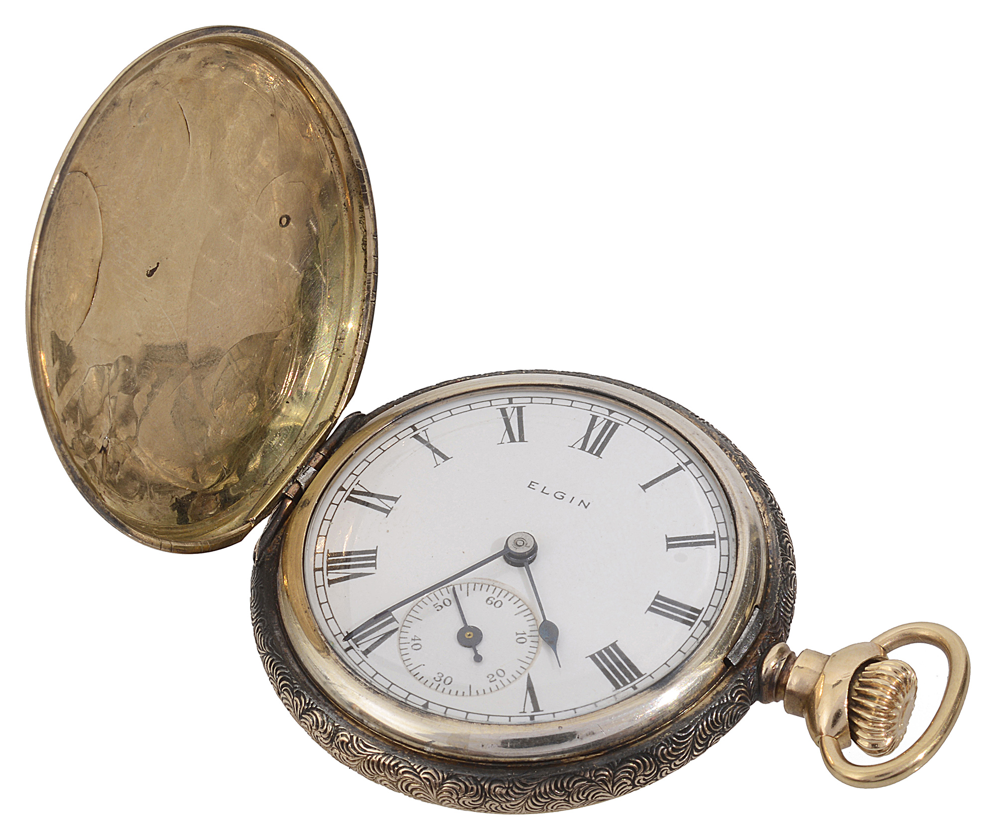 A full hunter keyless wound pocket watch by Elgin