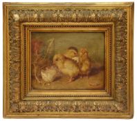 English School, 19th century, 'Hatching chicks', oil on canvas
