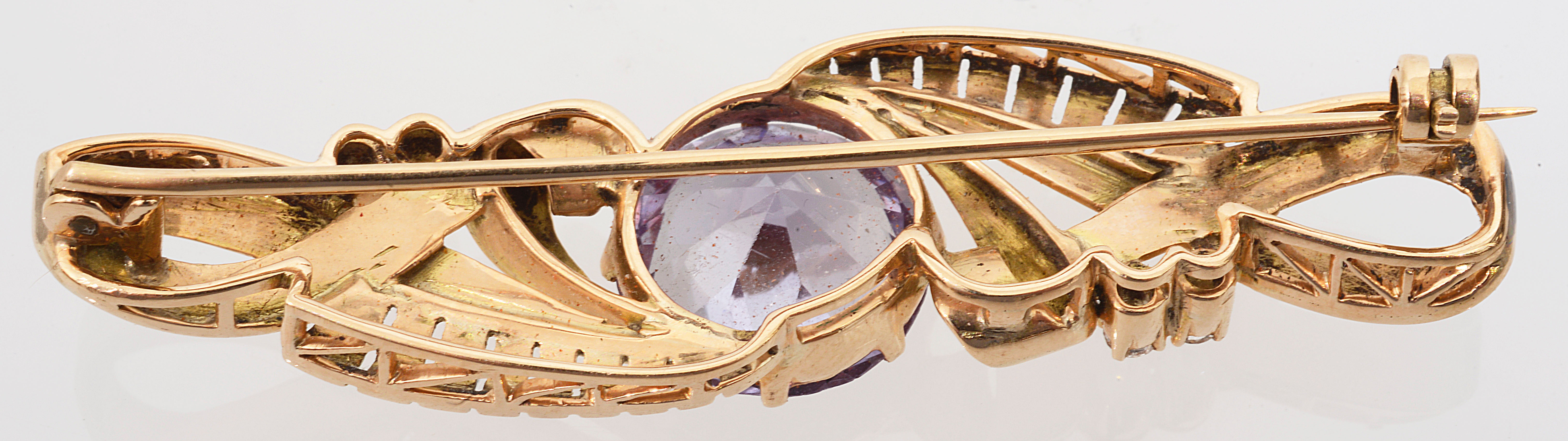 A 1950s synthetic corundum and white stone-set brooch - Image 2 of 2