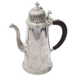 A modern Britannia silver chocolate pot in Queen Anne Style