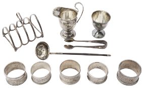 A George III silver toddy ladle and a small collection of silver