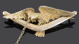 A late Victorian Australian 15ct gold brooch of a cockatoo by Priora Bros.