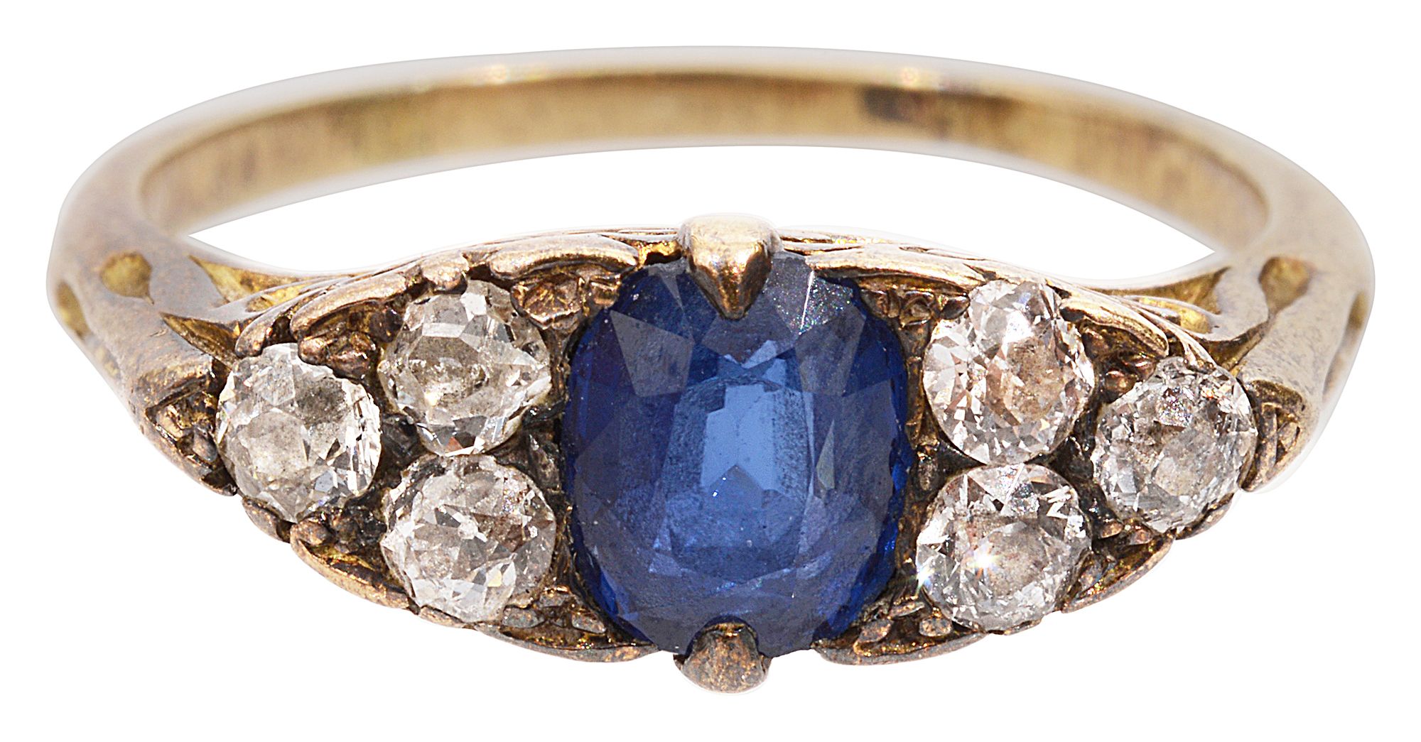 A late Victorian sapphire and diamond-set ring