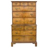 An early 18th century walnut chest on chest