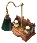 An Edwardian desk stand with inkwells