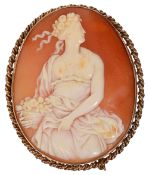 A late 19th century shell cameo brooch