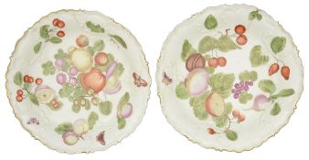 A pair of Chelsea Gold Anchor period fruit dessert plates