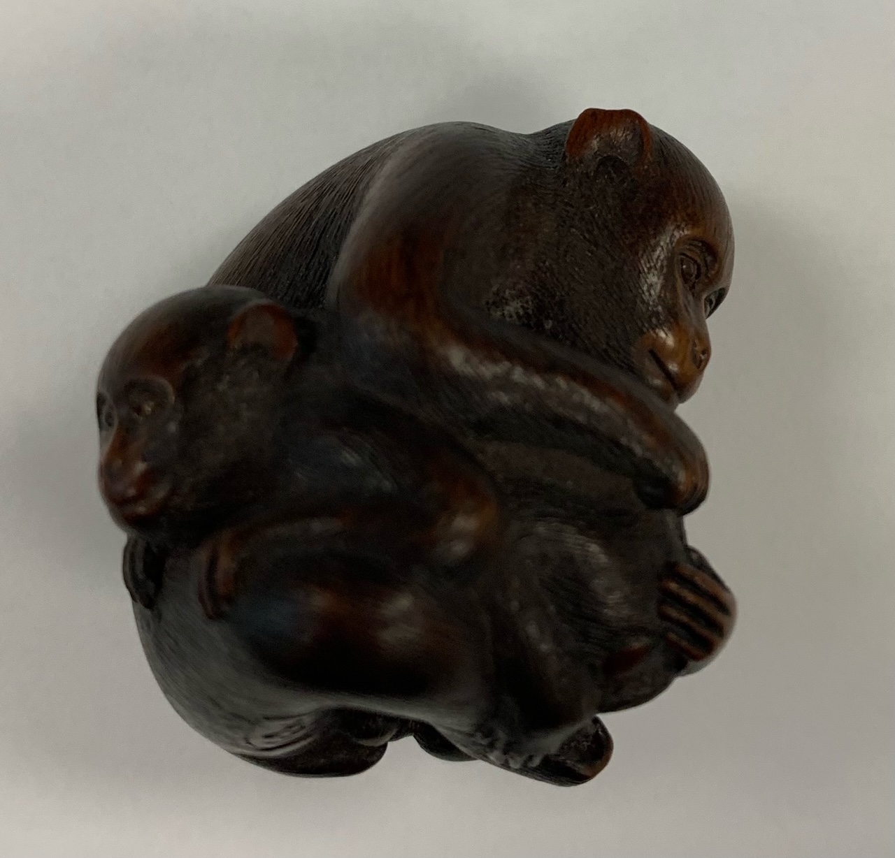 A Japanese Meiji carved wood netsuke of a monkey and young signed - Image 18 of 19