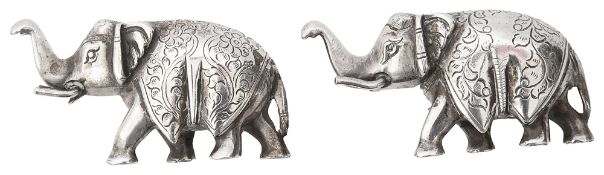 A pair of .800 silver figures of elephants