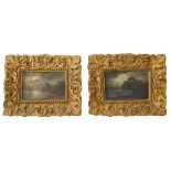 British School (19th century) Pair of miniature coastal scene paintings