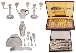 A small collection of silver and plated items