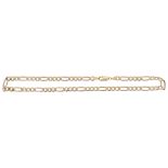 A 9ct gold flat fetter and three link necklace