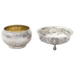 A Victorian silver sugar bowl and an Edwardian silver bowl