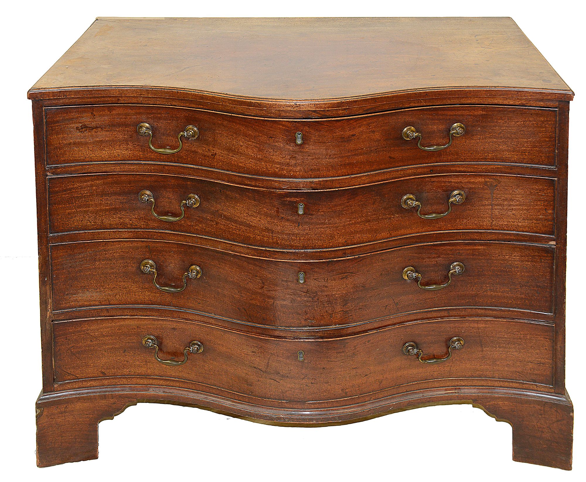 A George III mahogany serpentine chest of drawers