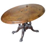 A Victorian walnut and marquetry loo table