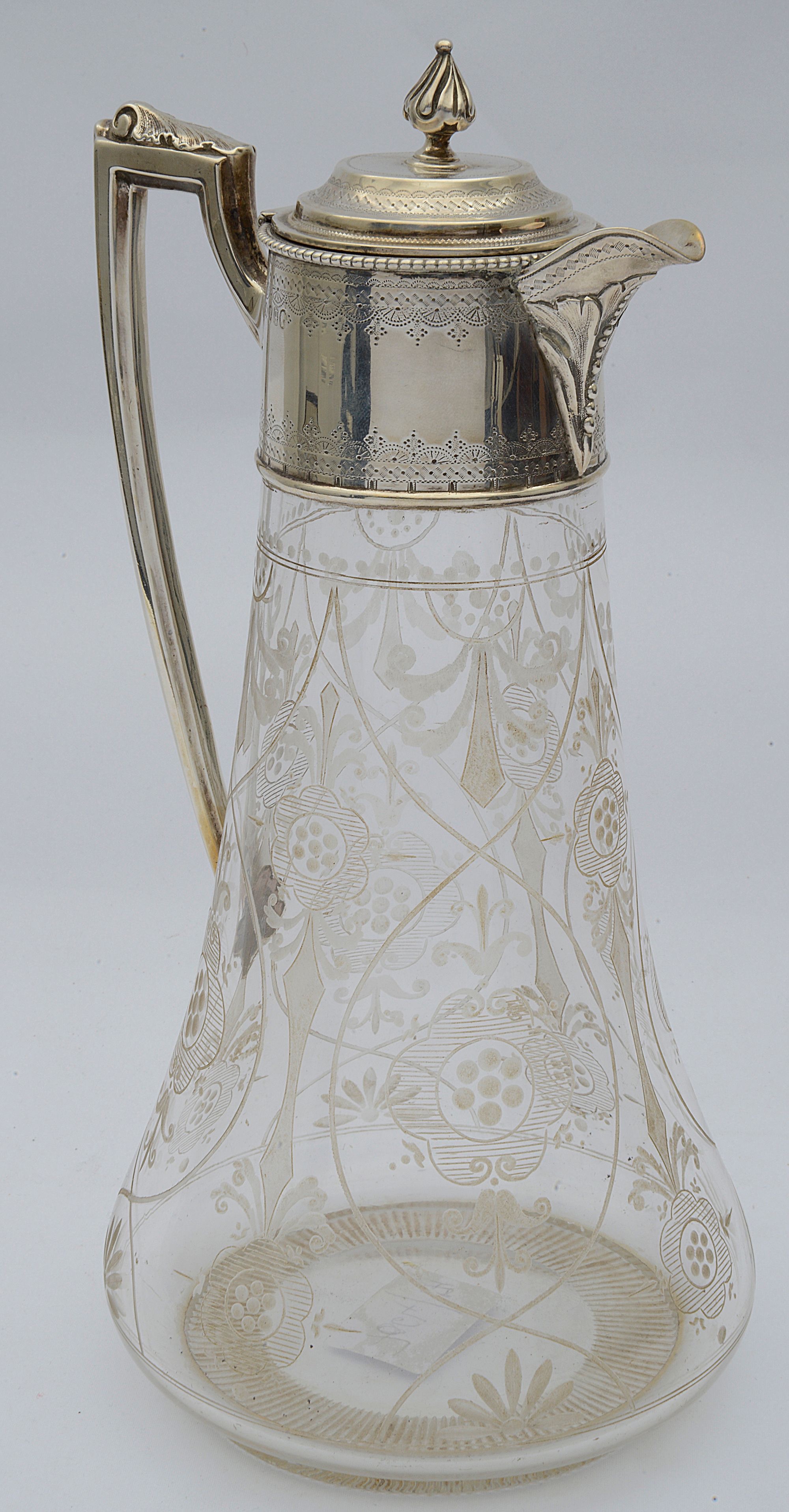 A Victorian silver mounted engraved claret jug - Image 2 of 2