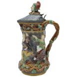 A 19th century Minton majolica 'Tower' pattern flagon