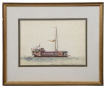 A pair of 19th century Chinese export pith paintings of boats
