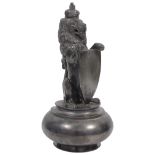 A Victorian novelty pewter rampant lion pastille burner