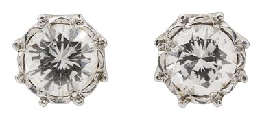 A pair of diamond ear studs