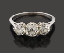 A diamond three stone ring