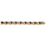 A 1970s amethyst and 9ct yellow gold flexible link bracelet