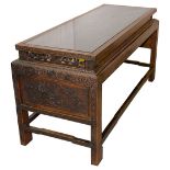 A late 19th century Chinese carved hardwood low table