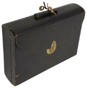 An Asprey black leather writing slope case