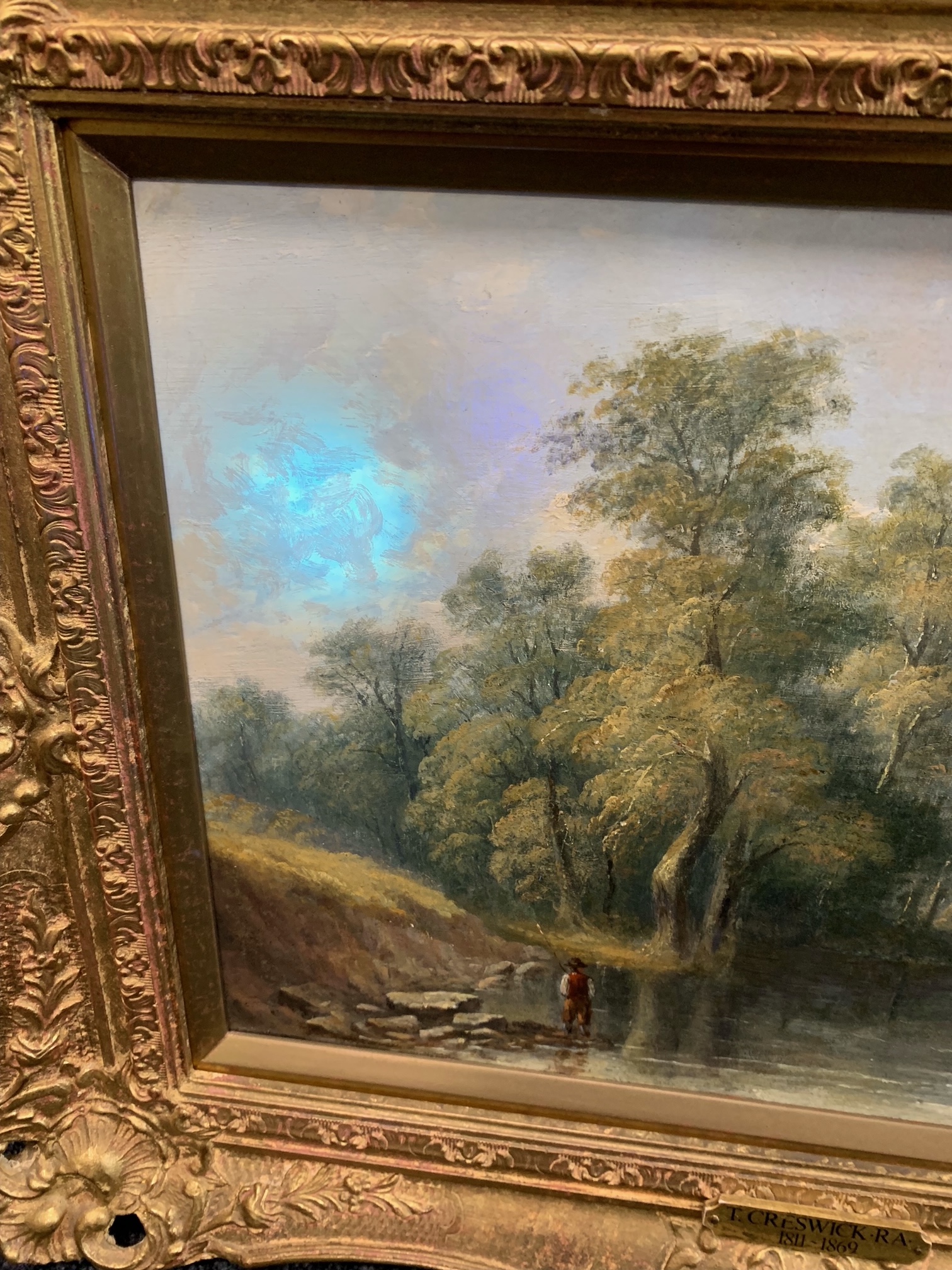 Attributed to Thomas Cheswick (1811-1869) A Landscape River Scene with Anglers oil* - Image 3 of 7