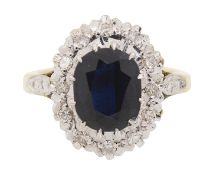 A sapphire and diamond-set cluster ring