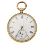 A Victorian open faced key wind 18ct pocket watch