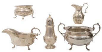 Edwardian and later silver to include two sugar basins