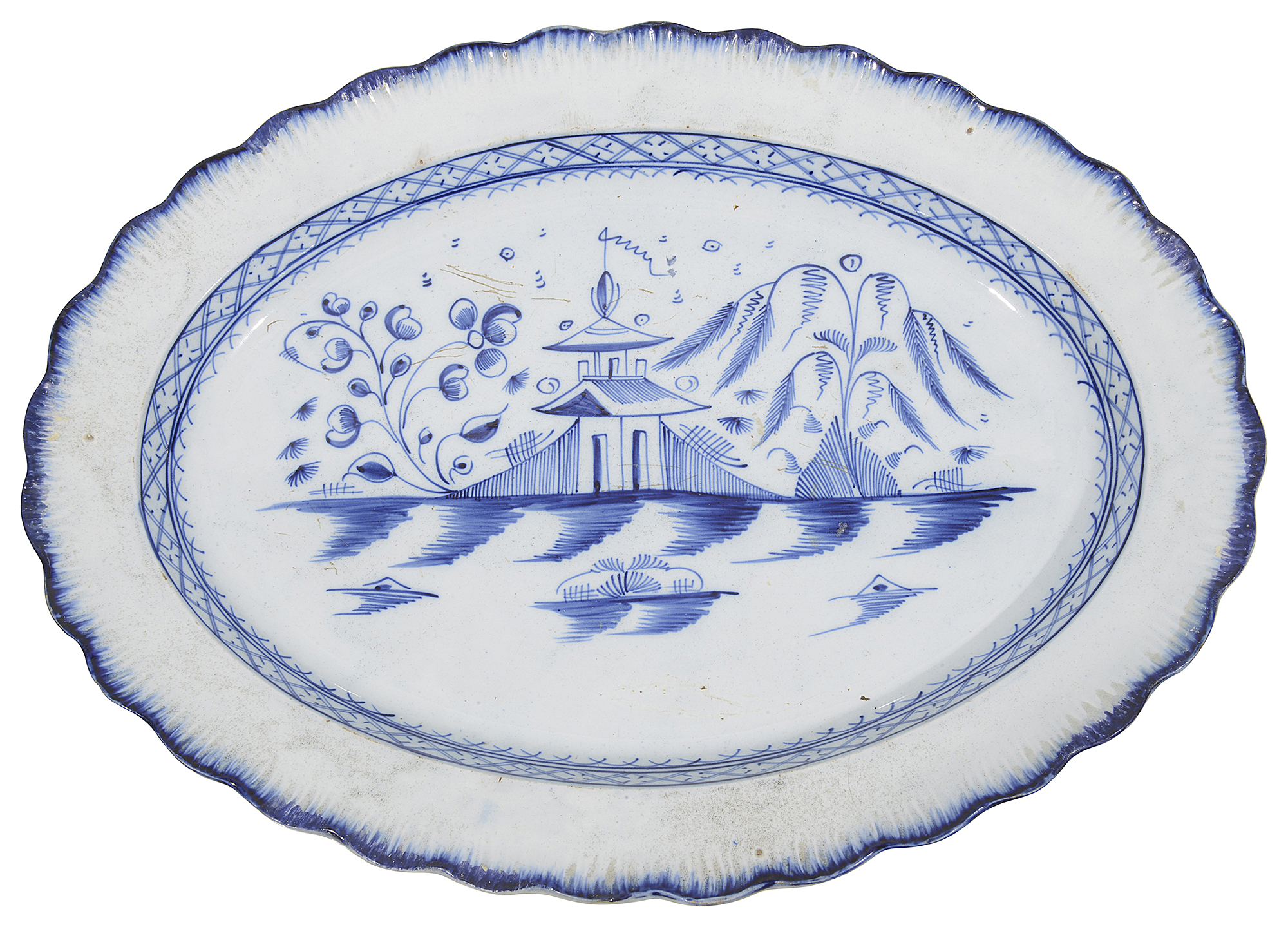 A late 18th century Pearlware oval serving dish