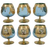 A set of six vintage Venetian Tre Fuochi glasses