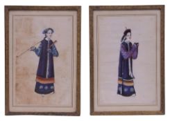 A pair of 19th century Chinese pith paintings