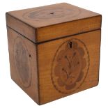 A George III satinwood and marquetry tea caddy c.1790