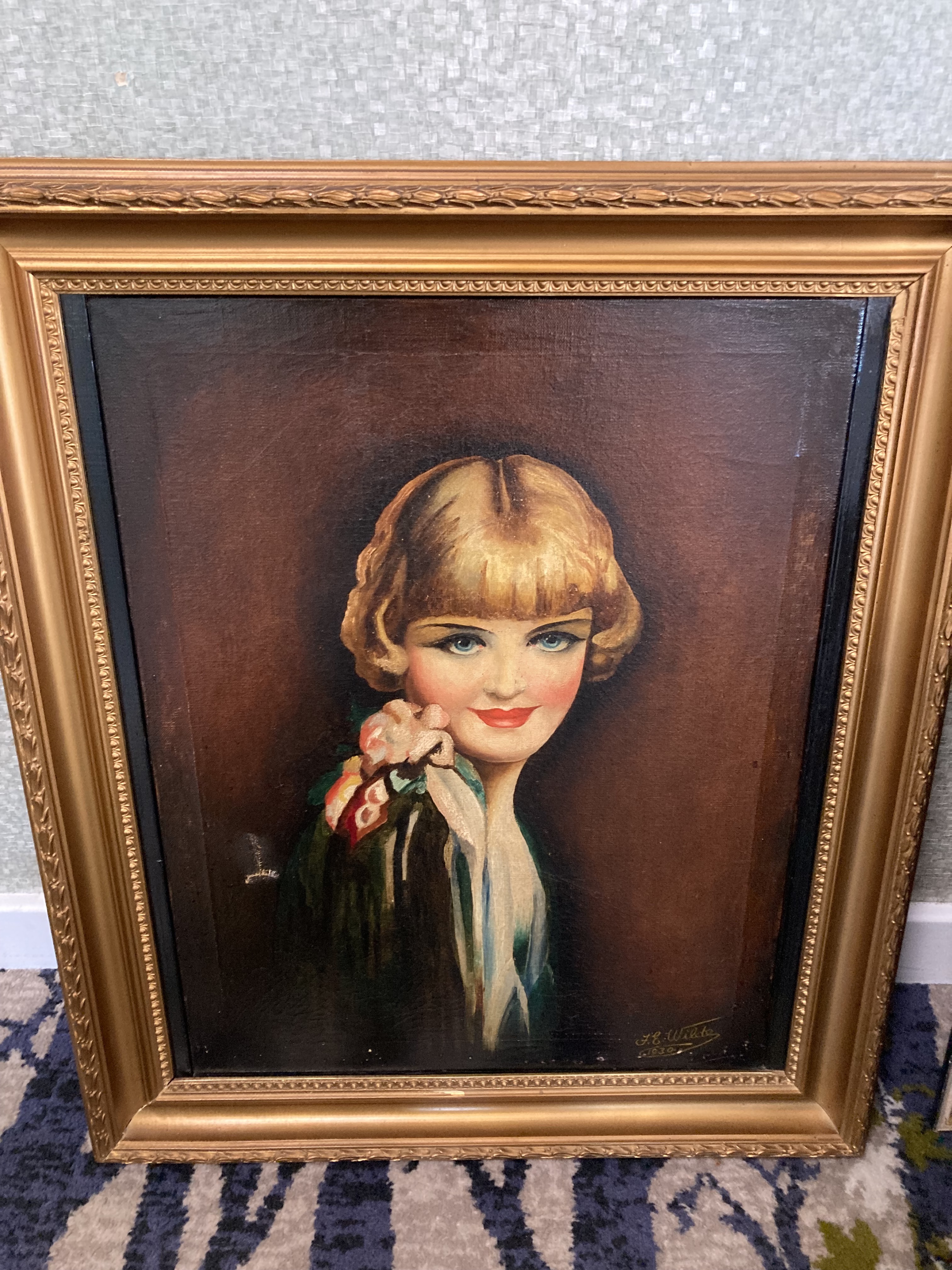 An Art Deco portrait of a lady, oil on canvas