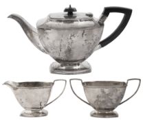 A George VI Art Deco silver three piece tea service