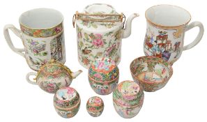 An 18th C. Chinese export polychrome tankard and 19th C. export ware