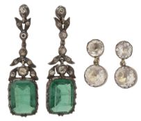 Two pairs of late 19th century/20th century ear pendants