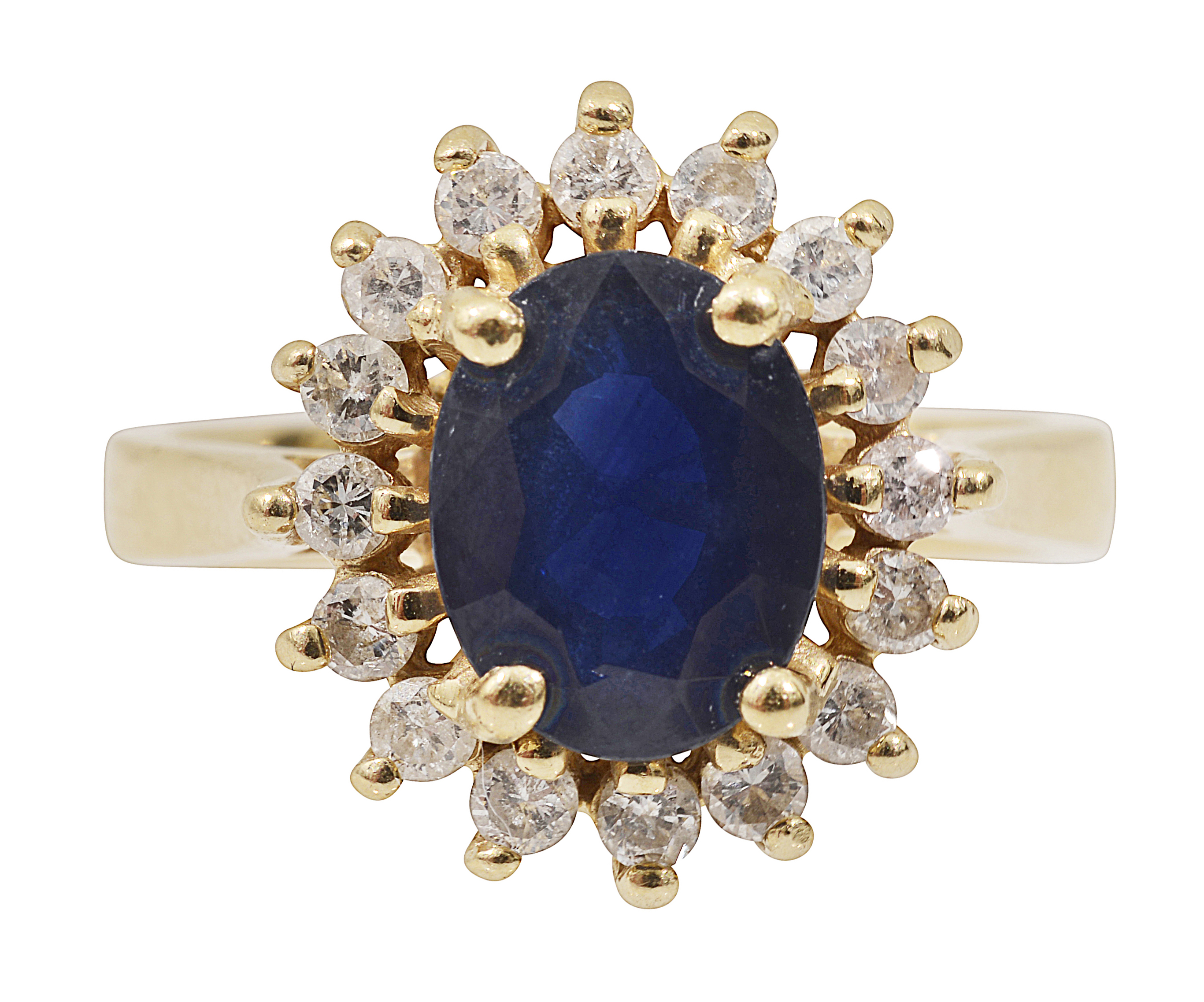 A sapphire and diamond-set cluster ring