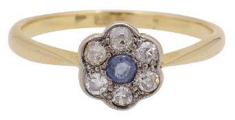 A sapphire and diamond-set 'daisy' cluster ring