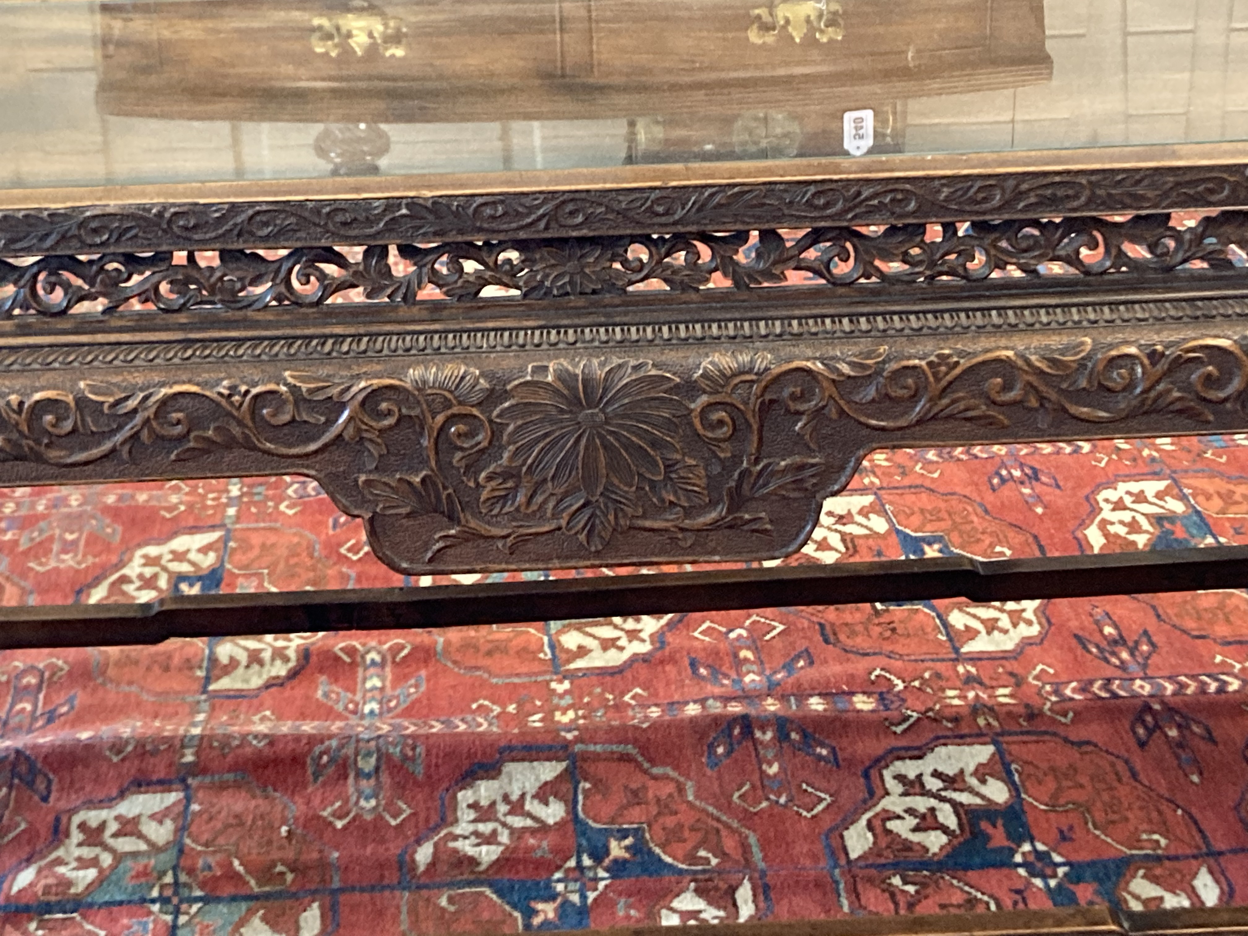 A late 19th century Chinese carved hardwood low table - Image 5 of 6