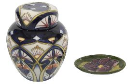 Moorcroft for Liberty 'Inula' patterned ginger jar together with Moorcroft pin dish