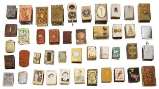 A collection of matchbox covers, vesta and matchbook cases